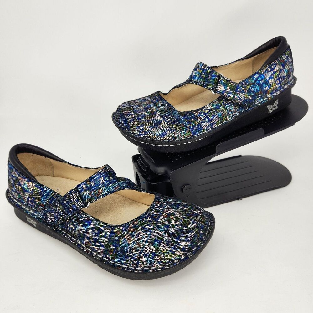 Alegria Womens Mary Jane Comfort Shoes Tribal Print Leather Size EU 36 US 6-6.5